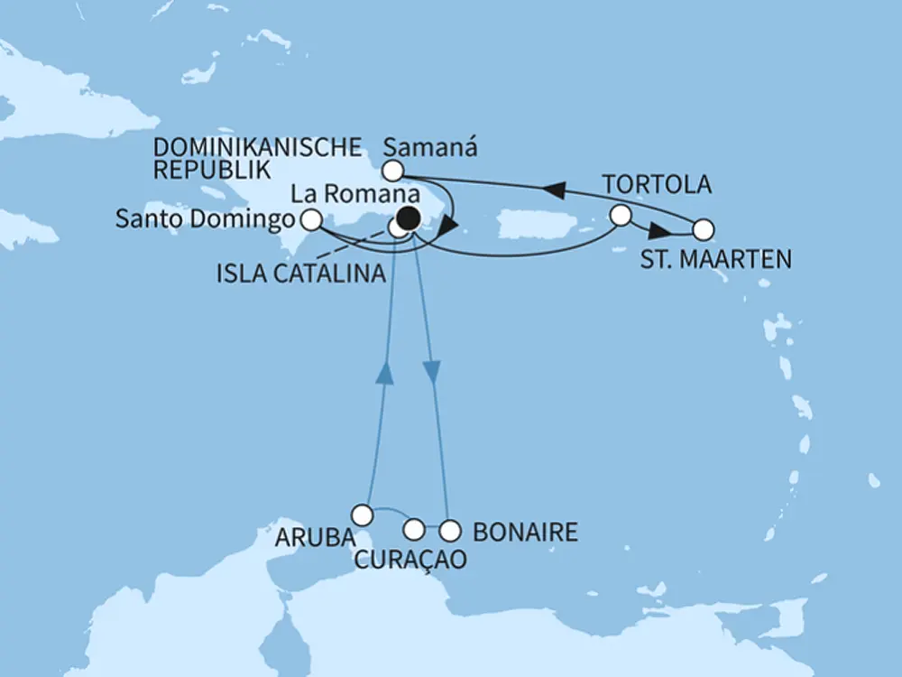 Karibische Inselwelten - ab/bis La Romana (inkl. Flug) - Routenbild